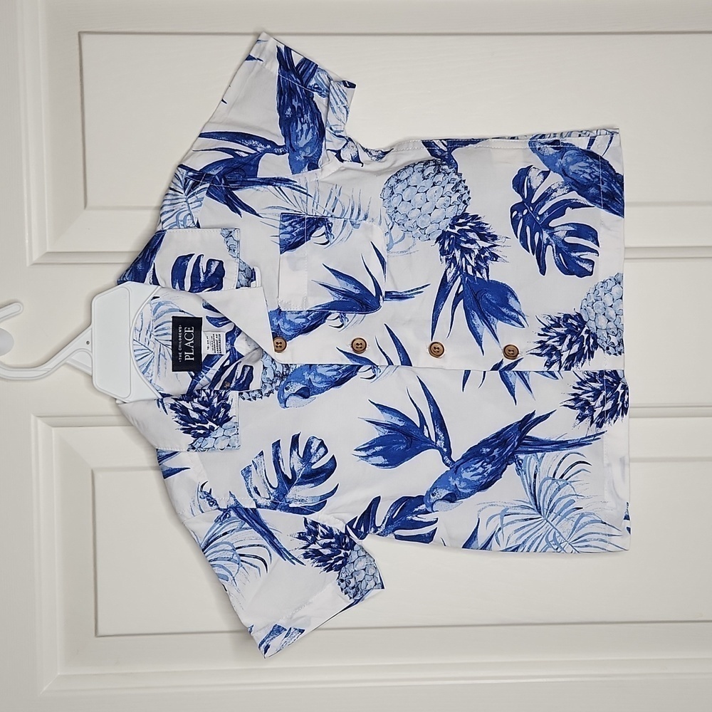 THE Children's Place Parrot Poplin Button Down Shirt 18-24M NWT